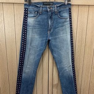Veronica Beard Blue Denim Jeans with Navy Crystal Studs “Fancy Pants”